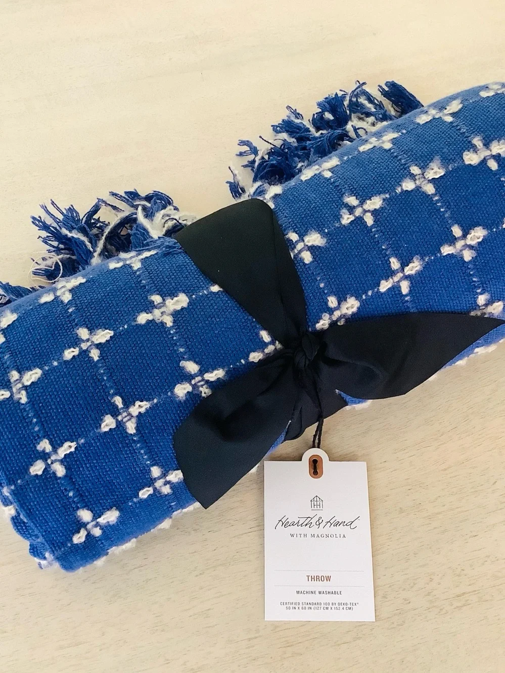 Hearth & Hand Magnolia Patterned Blue Throw Blanket
